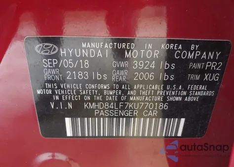 2019 Hyundai Elantra Value Edition from USA, damaged, VIN KMHD84LF7KU770186